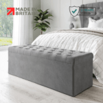 Grey Velvet Ottoman Storage Blanket Box
